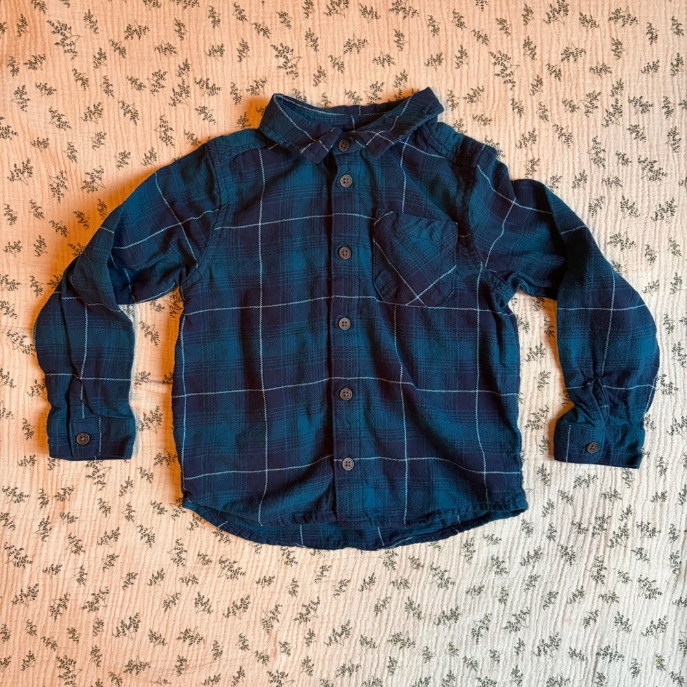 George Navy Plaid Kids Button Down Shirt